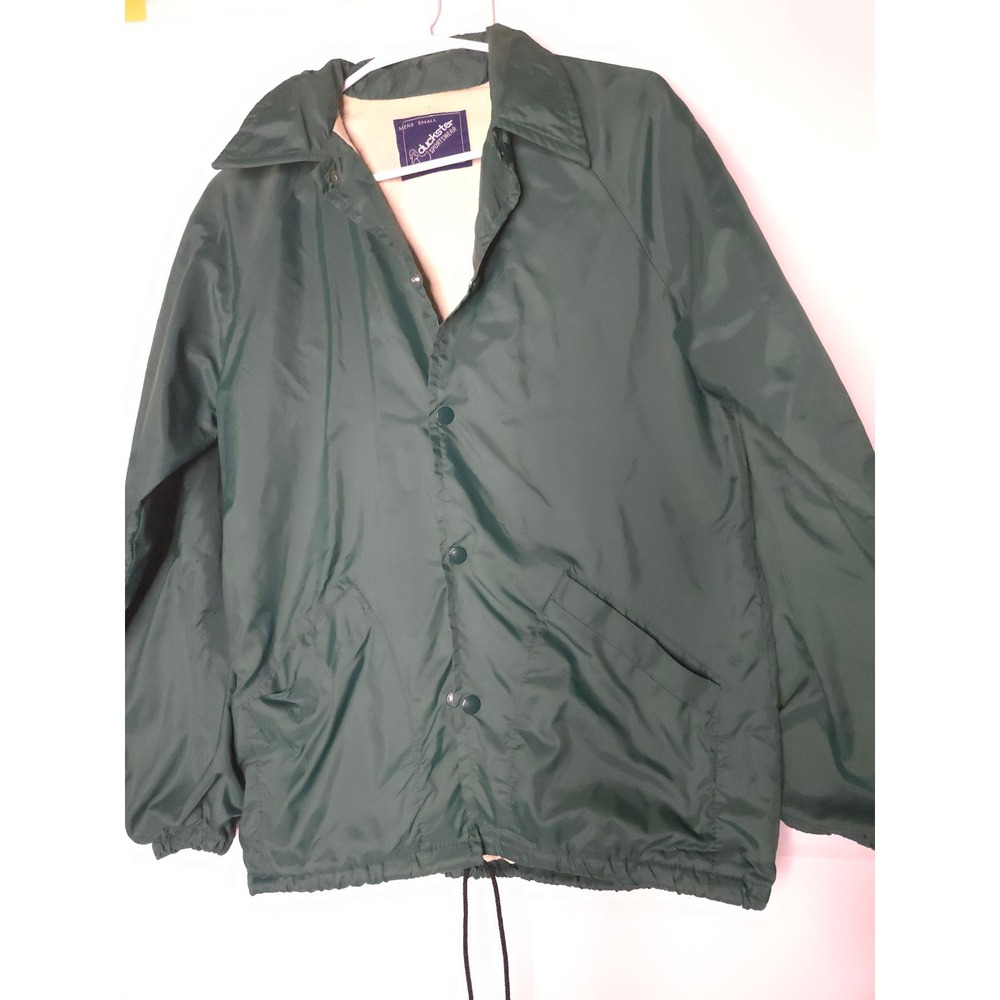 Vintage Duckster Sportswear Mens Small Forest Green Snap Coaches Jacket Flannel